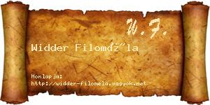 Widder Filoméla névjegykártya
